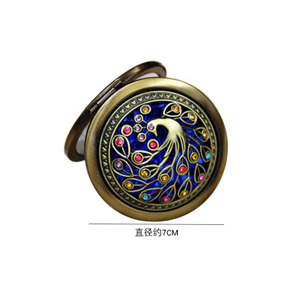 Bronze Color Flower Diamond Metal Portable Pocket Mirror Mini Two-sides Folding <b>Makeup</b> Mirror Vintage Butterfly Cosmetic Mirrors - Product Image 2