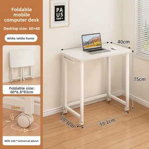 Scrivania Pieghevole Mobile Moderna e Semplice di Piccole Dimensioni per Computer, Tavolino da Comodino per Camera da Letto, <span class=keywords><strong>Studio</strong></span> - Product Image 4