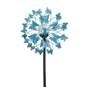 Top Grace Wholesale new arrive large garden outdoor Nordic Metal butterfly kinectic wind spinner with stand