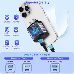 20W Cổng Kép Điện Thoại Nhanh Chóng Sạc Power Adapter USB Một QC 3.0 PD Loại C Sạc Adapter Sạc Cho Điện Thoại Thông Minh - Product Image 3