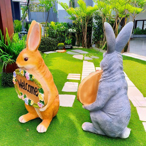 Ornement sculpté artistique en résine époxy, motif lapin mignon, pour décoration de jardin et de cour, artisanat transfrontalier - Product Image 3