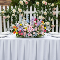Centre de table de mariage moderne de luxe en soie toucher réel, amovible, pour allée, banc, chaise, arrangement floral, pelouse, église, banquet