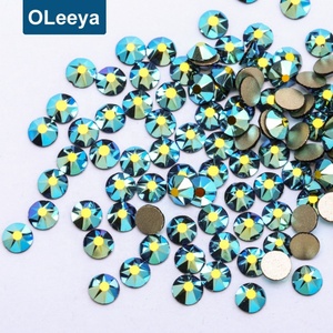Strass en verre non thermocollants à dos plat, couleur Capri Blue AB 2088, pour montres et costumes, vente en gros d'usine Oleeya, échantillon gratuit - Product Image 6