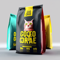 Sacs d'emballage pour aliments pour animaux de compagnie, personnalisés avec logo en feuille de Mylar, de haute qualité, OEM, à 8 soudures latérales, fond carré, pour aliments pour chats