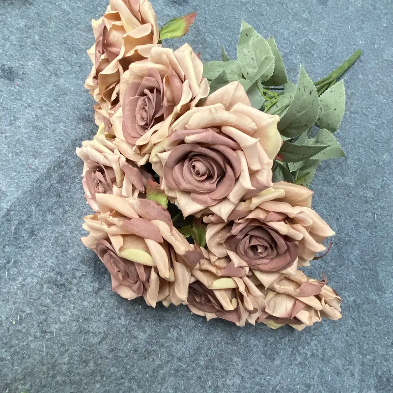 Diseño novedoso de seda, rosa de flores artificiales, rosa con brotes, Serie de primavera, colores, decoración de boda