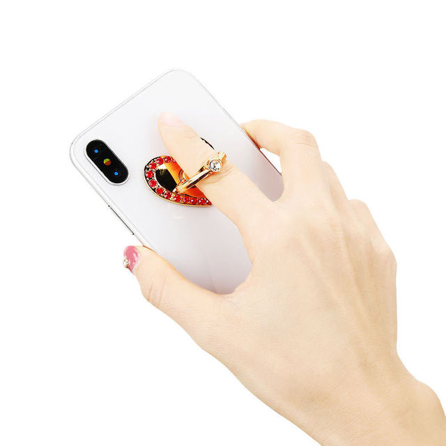 Hot Sale Diamond Ring Design 360 Rotated Desk Phone Mount Luxury Heart Shape Mobile Finger Grip Smartphone Ring Holder