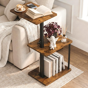Moderner Stein-Massivholz-Metall-Couchtisch mit Verstellbarer Höhe und Drehfunktion, Multifunktionaler TV-Tisch, Umweltfreundliches Wohnzimmermöbel - Product Image 1