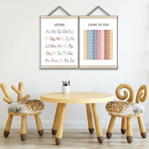 Bannière en toile colorée 12x16 pouces, affiche alphabet encadrée avec support en bois, décoration murale <span class=keywords><strong>ABC</strong></span> chiffres de 1 à 100 pour chambre d'enfant - Product Image 2