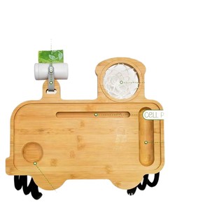 Bandeja de madera para refrigerios para cochecito de bebé, bandeja de comida desmontable de madera maciza con soporte para teléfono y ranura para vasos - Product Image 5