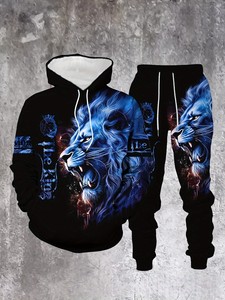 Survêtements pour hommes, unisexes, d'hiver, à capuche, décontractés, avec motif animal 3D, respirants, lavés, légers, coupe-vent, pull-over - Product Image 6