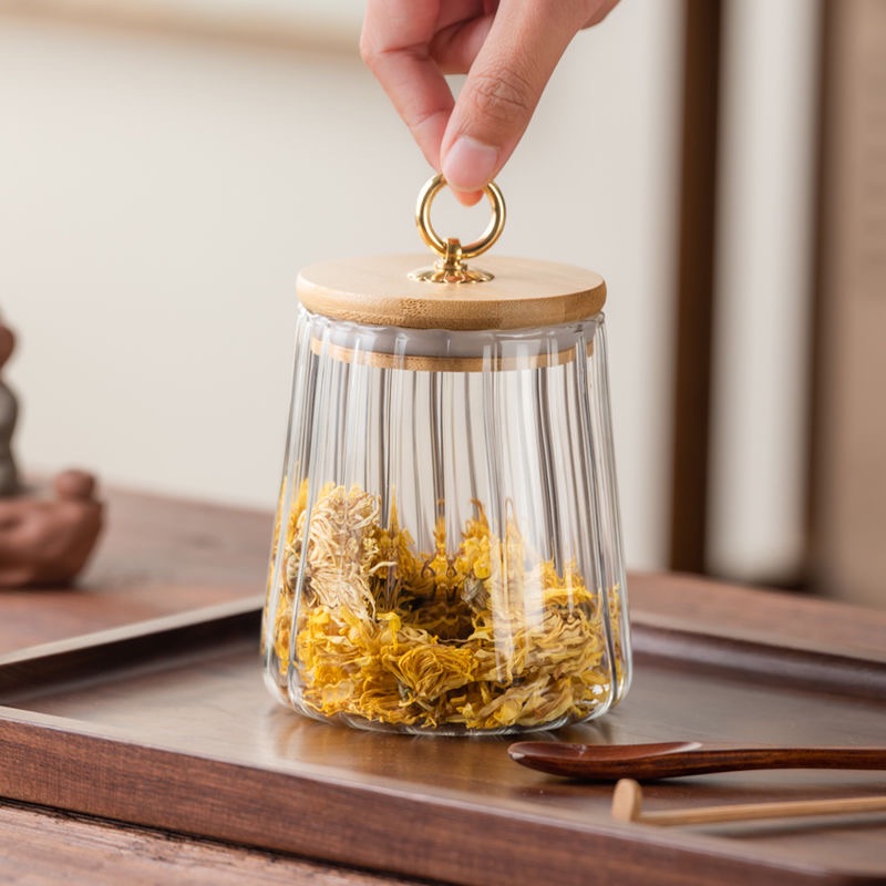 Japanese-style household sealed glass tea pot snack storage pot glasses jar