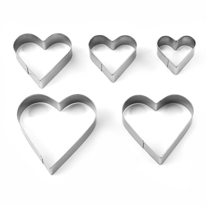 5 pièces en acier inoxydable Valentine coeur formes emporte-pièces ensemble, moules emporte-pièces pour la cuisson, <span class=keywords><strong>Cookie</strong></span>, Biscuit, Sandwiches - Product Image 3