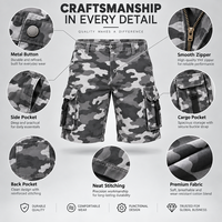 Shorts cargo camouflage personnalisés OEM pour hommes, multi-poches, tactiques, décontractés, pour le travail, streetwear, bas de tenue d'été pour l'extérieur