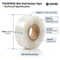 Bande adhésive pour protège-tibias de hockey sur glace, PE imperméable, facile à déchirer, transparente, PUCKPROS, bande de protection pour protège-tibias, vente en gros OEM