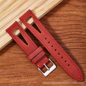 Nouveau bracelet en cuir véritable Crazy Horse pour 20MM 21MM perforé respirant doux bracelet de montre à dégagement rapide Style littéraire rétro - Product Image 6