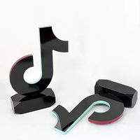 Trophée personnalisé en verre cristal noir avec note de musique arc-en-ciel TikTok pour les fans, récompenses commémoratives
