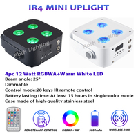 Bothlighting Nouveaux Mini Uplights IR4 RGBWA+Blanc Chaud Sans Fil sur Batterie DMX pour Scène, Mariages, Fêtes, DJ, Événements, Bars