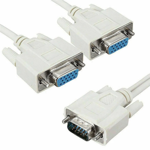 Cable divisor VGA Y de 15 Pines, adaptador blanco SVGA macho a <span class=keywords><strong>dos</strong></span> hembra, compatible con 1080P Full HD para PC, Monitor, proyector, alta calidad - Product Image 2
