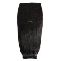 Extensions capillaires naturelles noires, lisses et soyeuses, en cheveux vierges cambodgiens, avec micro-anneaux, double trame, cousues à la machine, modèle Butterfly VMAE
