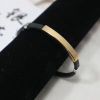 Bracelet en cuir synthétique en gros, en acier inoxydable, gravable, avec logo personnalisé, barre vierge, pour hommes et femmes