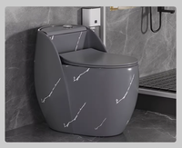 WC monobloc en céramique marbrée, à poser au sol, sans bride, à double chasse à fermeture lente, installation facile, à gravité pure
