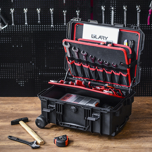 Caja de herramientas protectora para carro GLARY con ruedas, caja de almacenamiento de herramientas de plástico duro impermeable, caja de herramientas eléctricas de viaje rodante - Product Image 2