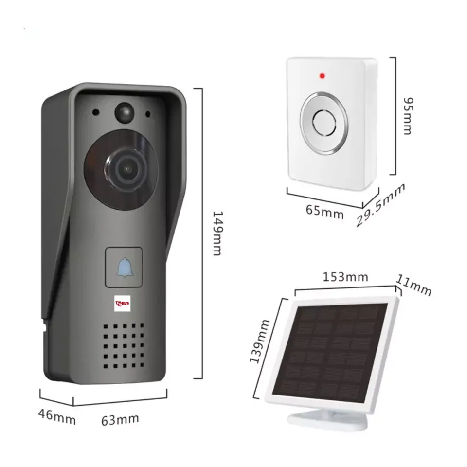 Interphone vidéo mobile solaire surveillance Google sonnette Tuya smart télécommande WIFI sans fil sonnette vidéo intelligente