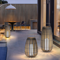 Lampe de Jardin Extérieure en Rotin, Décoration Lumineuse LED Portable pour Aménagement Paysager, Vente en Gros