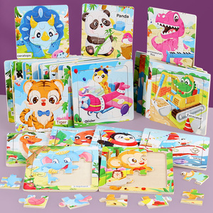 Rompecabezas de Madera <span class=keywords><strong>ZOYO</strong></span> MBB-9 Piezas, Diseño de Dibujos Animados, Dinosaurios, Animales, Transporte, Aprendizaje Temprano para Niños, Embalaje Impreso, Venta al Por Mayor - Product Image 2