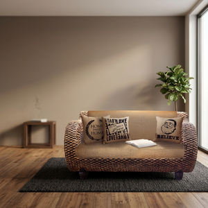 Daruma American Style Natural Waterhyacinth Teak Wood Sectional <b>Sofa</b> <b>Inflatable</b> Three Seat Modern Home Furniture for Living Room - Product Image 2