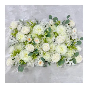 Myq40 2023 Hot Selling Kunstbloem Achtergrond Pioen Bloemenmuur Bruiloft Witte Roos Zijde Bloemen Paneel Decoratief