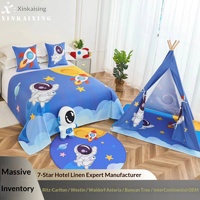Décoration de chambre parent-enfant sur le thème de l'hôtel : licorne arc-en-ciel de dessin animé, drap de lit, couvre-lit, tapis de sol, oreiller, tente pour séjour à la maison