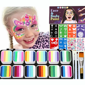 Lot de 12 couleurs de peinture <span class=keywords><strong>gouache</strong></span> arc-en-ciel professionnelle pour le corps et le visage, maquillage artistique pour enfants, cosmétiques pour enfants - Product Image 5