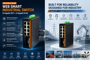 Endüstriyel Gigabit Ethernet <span class=keywords><strong>Switch</strong></span> 2 Fiber 8 RJ45 SC Tek Modlu Çift Fiber 20km Web Kontrollü <span class=keywords><strong>Switch</strong></span> - Product Image 5