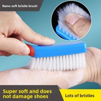 Brosse de nettoyage de chaussures Nano avec poils ultra-doux et rigides, manche en plastique, élimination des taches - Usage domestique