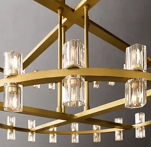 Modern Round Glass Chandelier Brass Pedant Light Luxury Ceiling Hanging Lamp For Home Project Bronze Suspension Lamps