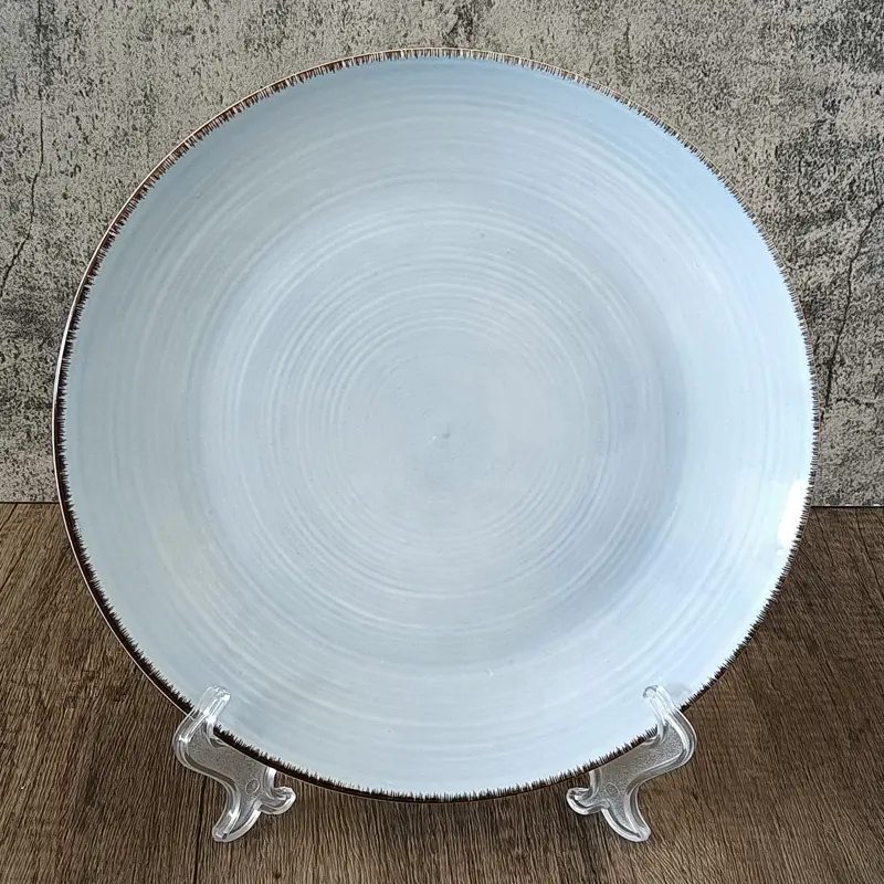 Ticari yuvarlak çanak çömlek yemek tabağı mavi ve beyaz yemek takımı tabakları porselen yuvarlak tabak tabağı servis tabağı tepsi