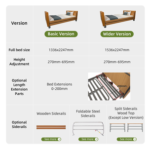 เตียงผู้ป่วยไม้สำหรับใช้ในบ้าน รับน้ำหนักได้ 390 กก. เตียงไฟฟ้าสำหรับผู้สูงอายุ IEC60601 เตียงดูแลผู้ป่วยที่บ้านสำหรับผู้สูงอายุ โรคอ้วน เตียงสำหรับบ้านพักคนชรา - Product Image 6