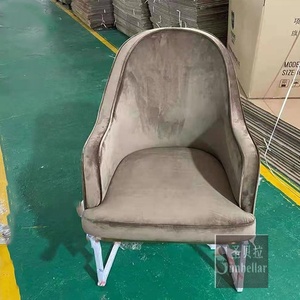 Venta al por mayor de lujo moderno terciopelo sillas de comedor tela de tapicería Accent silla comedor sillón Metal marco de acero inoxidable - Product Image 4