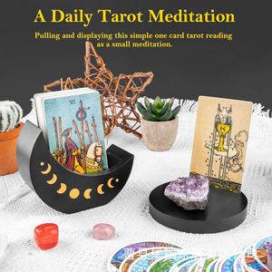 Wooden <b>Moon</b> Shaped Tarot Card Holder With <b>Crystal</b> Base And <b>Moon</b> Phase Display Stand For Tarot Cards And Stones - Product Image 5