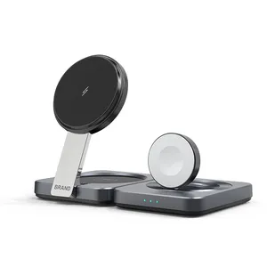 Stretchable Travel Portable Desktop Qi Qi2 15w 3 In 1 Charging Station Magnetic Foldable Wireless Charger