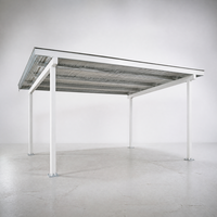 Abri de voiture simple à baie large, structure métallique galvanisée blanche, abri de jardin, auvent pour maison et villa