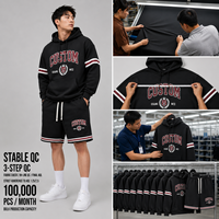 Conjunto de Sudadera con Capucha y Pantalones Cortos de Baloncesto Tallas Grandes, 320GSM, Algodón French Terry, Estampado, Chándal para Hombre, Proveedor OEM