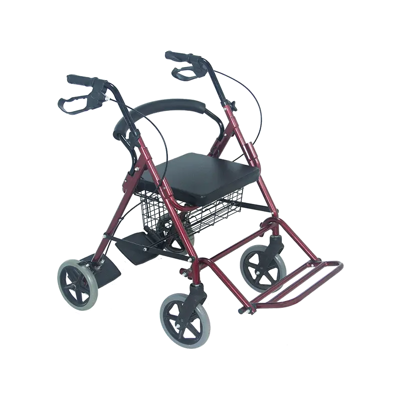 Lightweight medical portable shopping 4 wheel aluminum foldable elderly wheelchair walker rollator