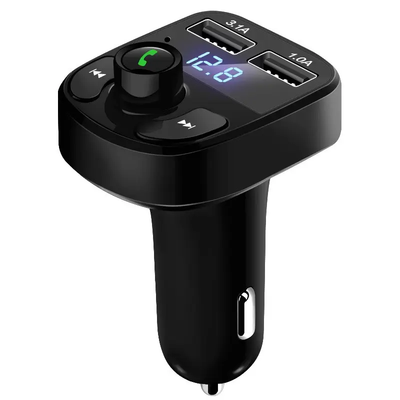 Vente chaude X8 transmetteur FM de voiture sans fil lecteur mp3 avec double USB 5V1A charge rapide lecteur de modulateur d'éclairage LED coloré