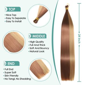Silky Straight Synthetic Hair Bulk Dyed Heat Resistant Fiber Chemical Wire <b>Wig</b> <b>Braiding</b> Extensions - Product Image 4