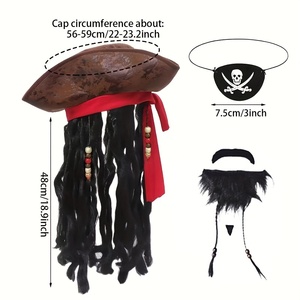 Ensemble de costume de pirate des Caraïbes MADESHINE pour Halloween, masque de mascarade, barbe de crâne, tresse de cheveux, perruque pour décorations de fête - Product Image 2