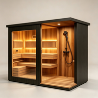 Ruang Sauna Desain Modern untuk 3-4 Orang, Kamar Mandi Uap Kering dan Basah, Sauna Inframerah Komersial untuk Penggunaan di Rumah dan Vila