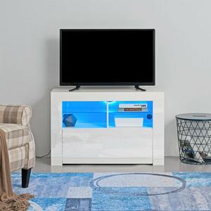 Armadio moderno per unità <span class=keywords><strong>TV</strong></span> della credenza <span class=keywords><strong>con</strong></span> porte lucide e luci a <span class=keywords><strong>LED</strong></span> <span class=keywords><strong>pannello</strong></span> opaco per mobili per la casa da salotto - Product Image 2