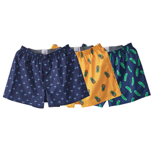 Shorts Boxers Homme 100% Coton Tissé avec Cordon de Serrage, Motif Imprimé Ananas Concombre, Respirant, Taille Élastique, Décontracté - Product Image 1